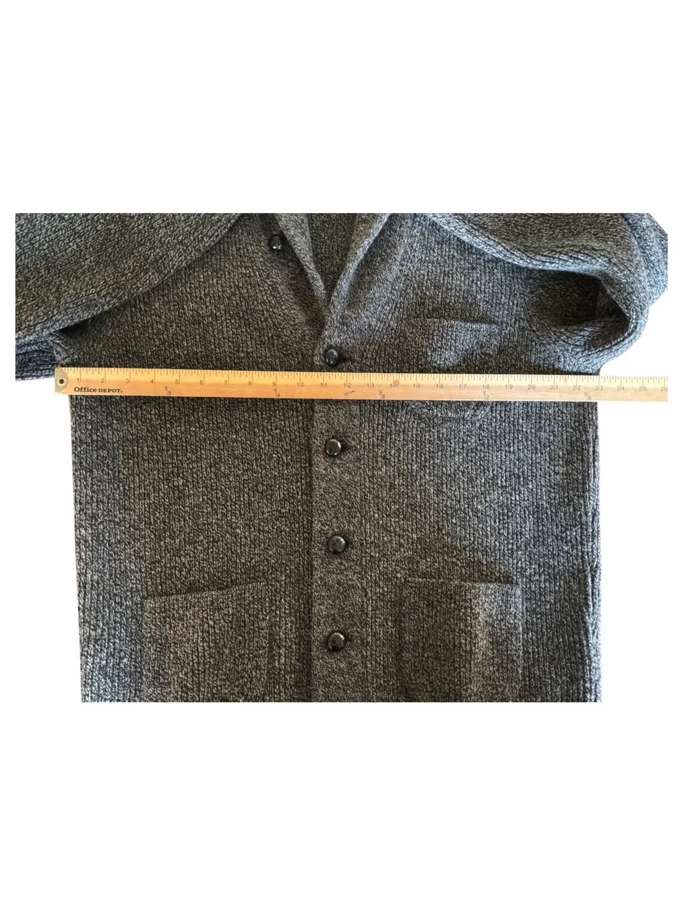 J.Crew Mens 100% Lambs Wool Shawl Collar Charcoal Grey Button Up Cardigan Large